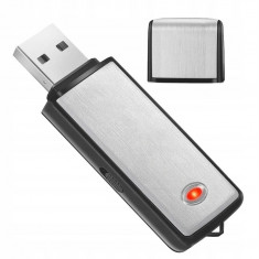 Reportofon mini in forma de stick USB, spion, 8 GB, activare rapida, WAV, raza de actiune 6-8 M, argintiu