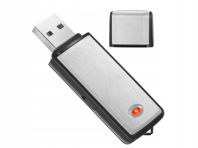 Reportofon mini in forma de stick USB, spion, 8 GB, activare rapida, WAV, raza de actiune 6-8 M, argintiu foto