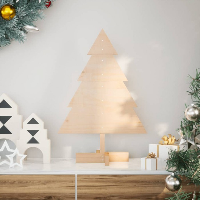 Gossi brad de craciun decorativ, 70 cm, lemn masiv