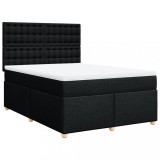 Cumpara ieftin Pat box spring cu saltea, negru, 140x200 cm, textil