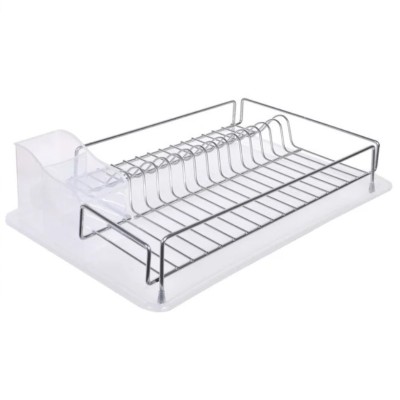 Suport de uscat vase, din metal, tava inclusa, Argint/alb, 46x33x8cm foto