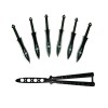 Set Briceag fluture si sase cutite de aruncat, otel inoxidabil, negru