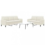 VidaXL Set de canapele cu perne, 2 piese, crem, catifea