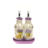 Set Oliviera cu 2 sticle ulei/otet Ceramica, model Lavanda cu picurator,16x5.5