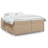 vidaXL Pat continental cu saltea, cappuccino, 200x200 cm, piele eco 3285228