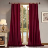 Set draperii din catifea cu rejansa din bumbac tip fagure, Madison, 250x240 cm, densitate 700 g/ml, Burgundy, 2 buc,Set draperii din catifea cu rejans