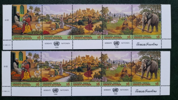 1996-U.N. Wienna c.set Mi=209-213 streif 2 buc-MNH-Perfect