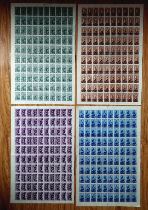 RO 1953 ,LP 345 , &quot; Uzuale - arta pop. rom. &quot;, 4 coli de 100 , lipsa 1L ,stamp.