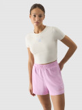 Tricou crop top cu imprimeu pentru femei - alb-gălbui, 4F Sportswear