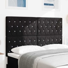 vidaXL Tăblie LED cu lumini cu bandă LED Argyle Negru 80 cm Catifea 3338368