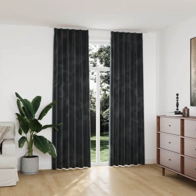 vidaXL Draperii opace cu c&amp;acirc;rlige, 2 buc., antracit, 140x245cm, catifea 134502 foto