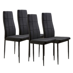 Set de 4 scaune cu spătar &icirc;nalt din țesătură neagră