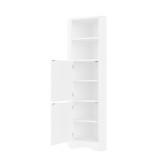 Dulap de baie triunghiular cu două rafturi deschise, pereți despărțitori reglabili, 51,7x32x155,4 cm, Alb