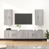 Cumpara ieftin Set dulapuri TV, 4 piese, gri sonoma, lemn prelucrat
