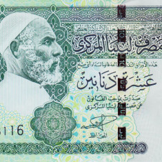 Bancnota Libia 10 Dinari (2004) - P70a UNC ( seria 6; semnatura 9)