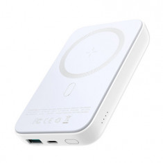 Joyroom power bank 10000mAh, 20W, Power Delivery, Quick Charge, încărcător magnetic fără fir Qi 15W MagSafe compatibil pentru iPhone, alb (JR-W020-whi