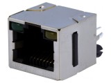 Soclu RJ45 Cat 5 Ecranat cu LED 8p8c THT