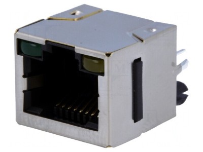 Soclu RJ45 Cat 5 Ecranat cu LED 8p8c THT foto