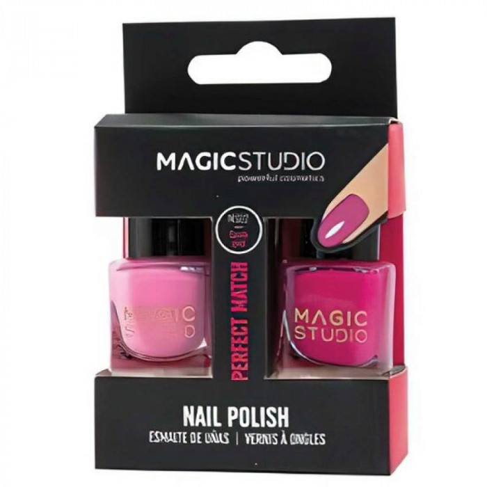 Set lac de unghii Duo Perfect Match Candy Pink Magic Studio, 10 ml, 2 bucati