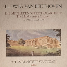 Editie cartonata 4XLP Beethoven ‎– .. Op. 59 Nr.1-3 Op.74 Op.95 (NM)