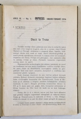 ORPHEUS , REVISTA PENTRU CULTURA CLASICA , ANUL II COMPLET , COLEGAT DE 5 NUMERE , IAN. - DEC. 1926 foto