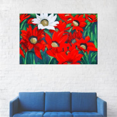 Tablou Canvas, Pictura Flori Rosii Si Albe - 40 x 60 cm foto