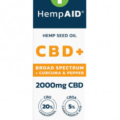 Ulei de canepa cu 2000mg CBD 500mg CBDA 500mgc BGA 200mg Curcuma 5mg Piper, 10ml, HempAID