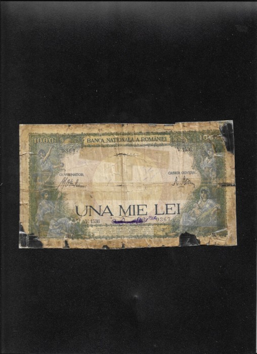 1000 lei 1941 uzata lipita