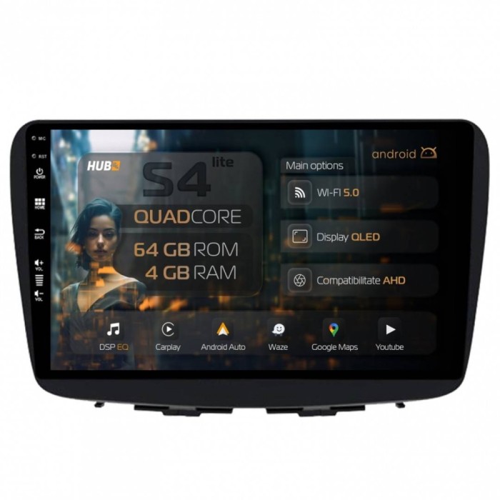 Navigatie Suzuki Baleno 4GB RAM Android 13 Quadcore DSP GPS Wi-FI Carplay Android Auto USB Bluetooth Waze Touchscreen 9 inch