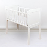 Patut mic, co-sleeping din lemn, Alb cu Saltea Cocos Spuma Cocos 90 x 40 x 7 cm, Woodies Safe Dreams