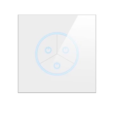 Intrerupator smart, UE standard, Tuya Smart life, Wifi 2, 4GHz+bluetooth, 3 butoane, panou de sticla, compatibil cu Alexa si Google Assistant, N+L, st foto