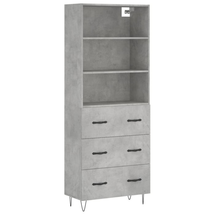 Dulap inalt, gri beton, 69,5x34x180, lemn compozit