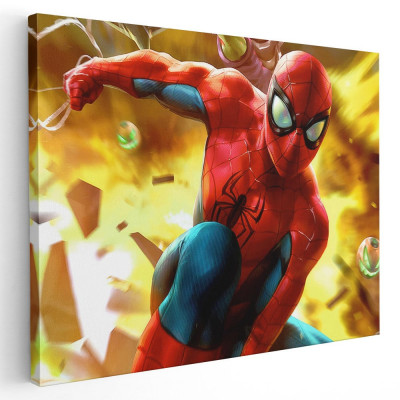 Tablou afis Spiderman omul paianjen desene animate 2206 Tablou canvas pe panza CU RAMA 20x30 cm foto