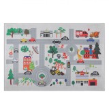 Covor Decorativ Copii, Model Pista de Curse, Gri, 150x100cm, Bumbac-Poliester, Oem