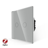 Cumpara ieftin Intrerupator dublu touch din sticla Luxion ZigBee, gri