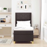 VidaXL Pat cu saltea cu arcuri Maro &icirc;nchis 80 x 200 cm țesătură 3341864