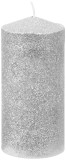 Lumanare decorativa cilindrica argintie cu sclipici, 5,5x12 cm, set 4 buc