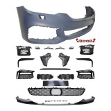 Set bara fata BMW Seria 5 (G30/G31), 05.2017-08.20, cu gauri spalator; grunduit, de vopsit; type M-Performance; cu grile inferioare, cu bandouri, cu