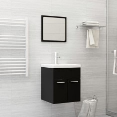vidaXL Set mobilier de baie, negru, lemn prelucrat foto