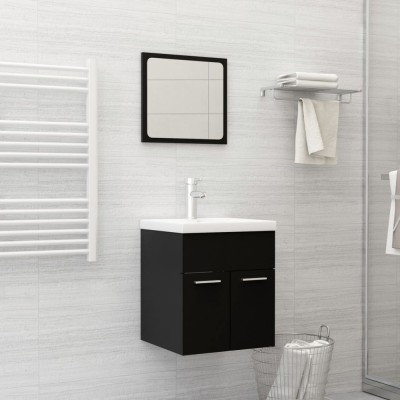 Gossi set mobilier de baie, 2 piese, negru, pal foto