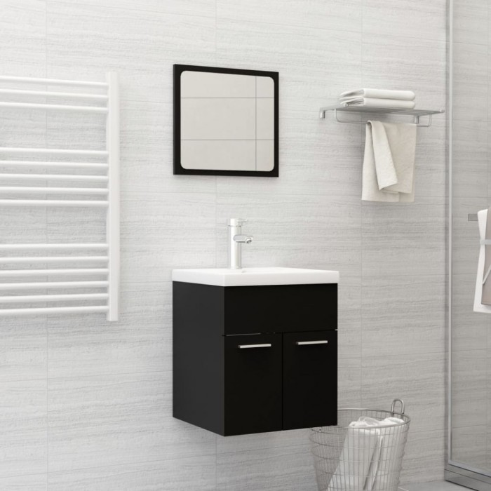 Gossi set mobilier de baie, 2 piese, negru, pal
