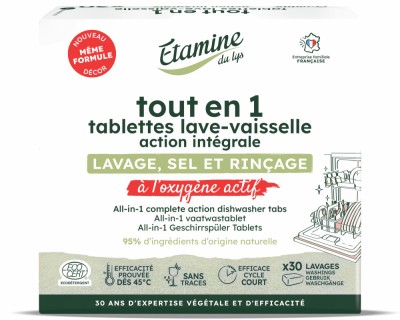 Tablete BIO all-in-1(spalare, sare, clatire) pentru masina de spalat vase, fara parfum Etamine foto