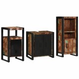Set de mobilier pentru baie cu raft 3 pcs Lemn recuperat solid
