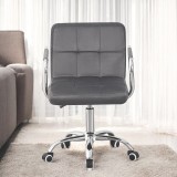 Scaun de birou conferinte inaltime 78x90 cm baza si manere cromate roti pivotante velur gri, ProCart