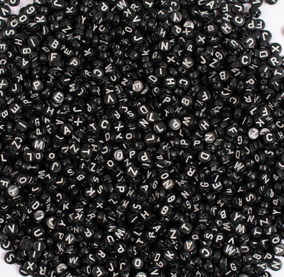 Set 500 margele negre plate cu litere foto