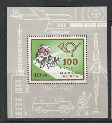 Ungaria 1967 - Posta Ungara 100 de Ani S/S 1v MNH foto