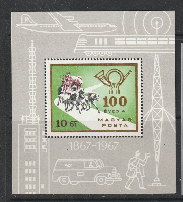 Ungaria 1967 - Posta Ungara 100 de Ani S/S 1v MNH