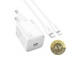 Incarcator Retea Cu Cablu Lightning HOCO N40 20W 3A 1 x USB-C Alb