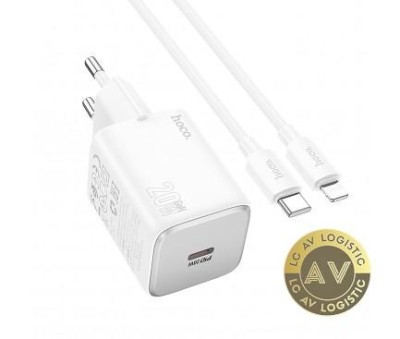 Incarcator Retea Cu Cablu Lightning HOCO N40 20W 3A 1 x USB-C Alb foto