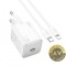 Incarcator Retea Cu Cablu Lightning HOCO N40 20W 3A 1 x USB-C Alb